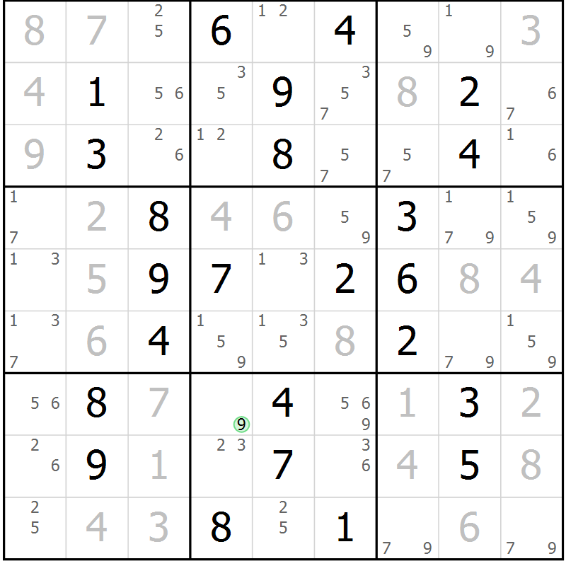 Position des candidats pour la solution de la Gr 48 page 51 du magazine de sudoku Virtuose n° 110