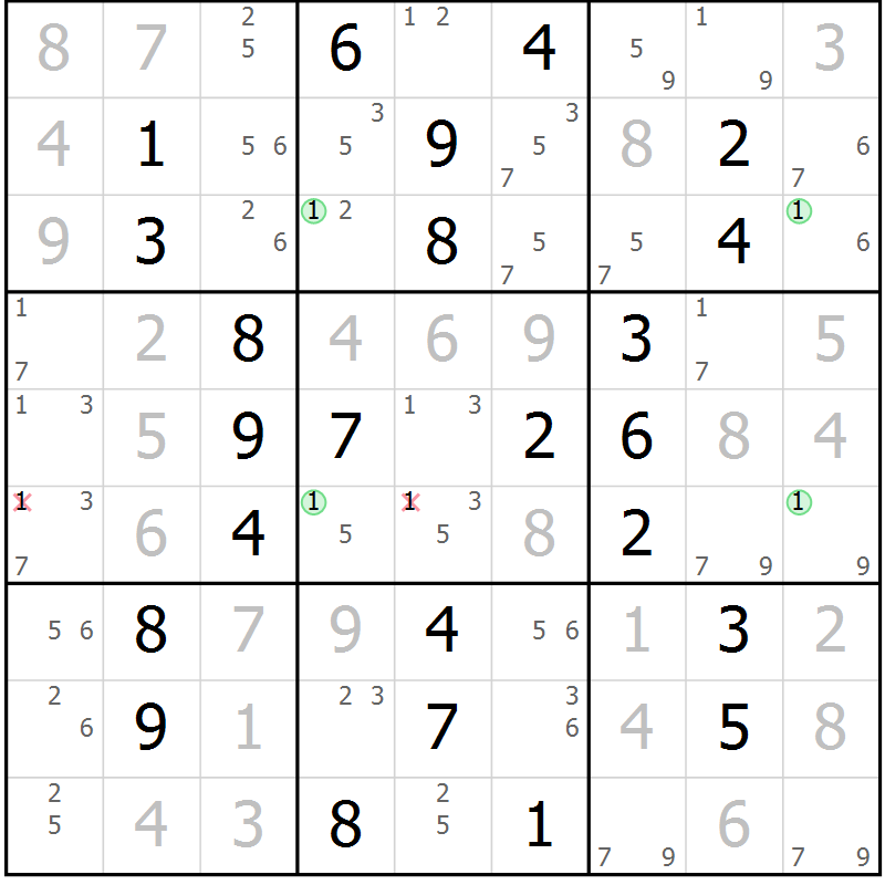 Position des candidats pour la solution de la Gr 48 page 51 du magazine de sudoku Virtuose n° 110