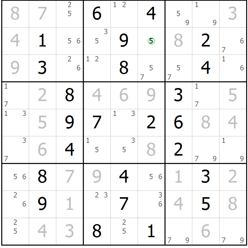 Position des candidats pour la solution de la Gr 48 page 51 du magazine de sudoku Virtuose n° 110