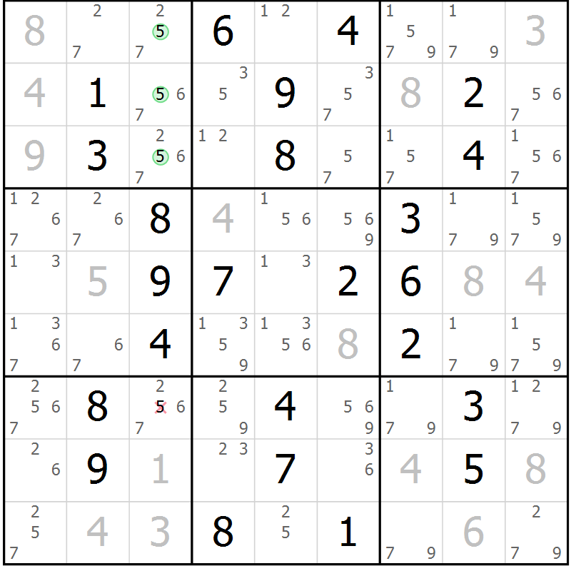 Position des candidats pour la solution de la Gr 48 page 51 du magazine de sudoku Virtuose n° 110