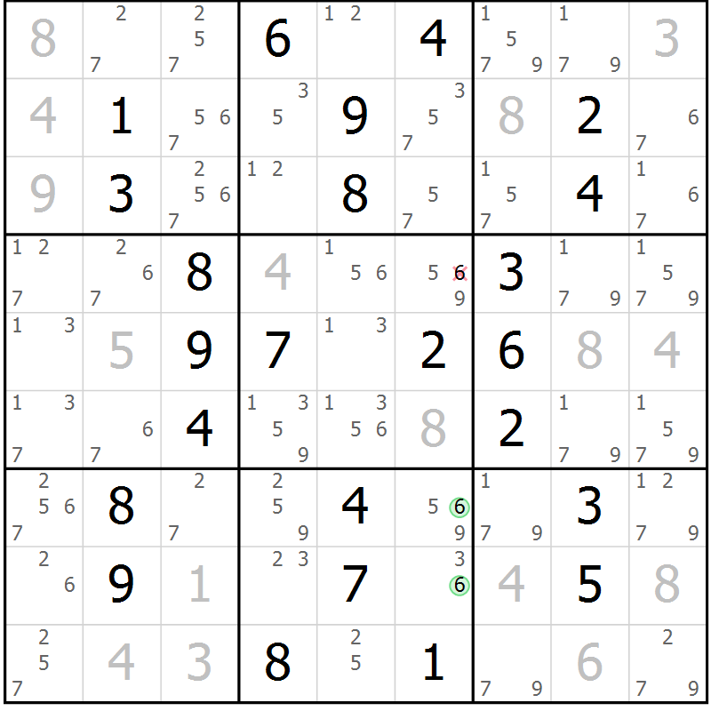 Position des candidats pour la solution de la Gr 48 page 51 du magazine de sudoku Virtuose n° 110