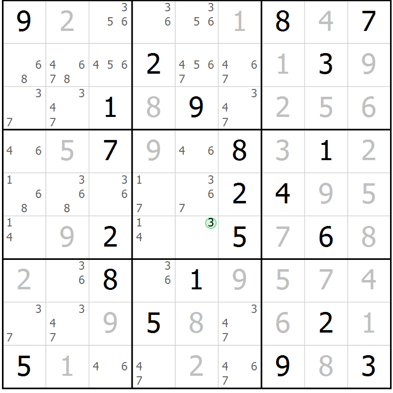 Position des candidats pour la solution de la Gr 5 page 8 du magazine de sudoku Virtuose n° 110