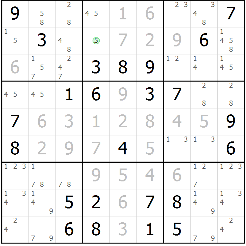 Position des candidats pour la solution de la Gr 50 page 53 du magazine de sudoku Virtuose n° 110