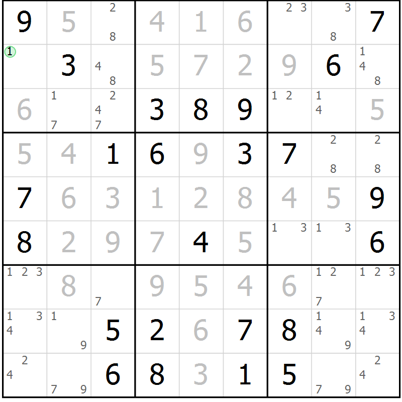 Position des candidats pour la solution de la Gr 50 page 53 du magazine de sudoku Virtuose n° 110