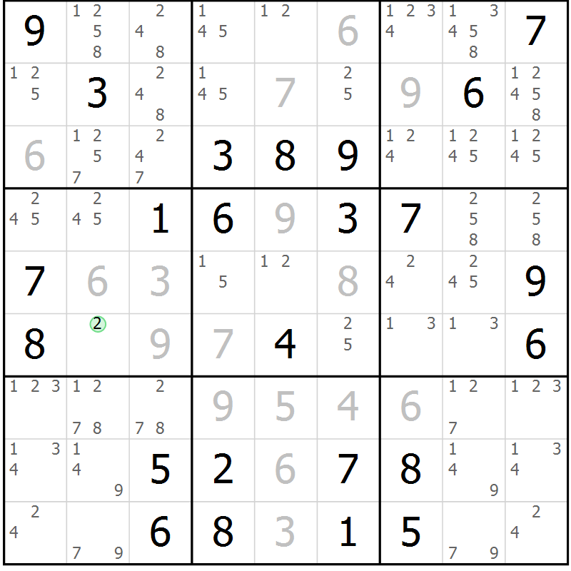 Position des candidats pour la solution de la Gr 50 page 53 du magazine de sudoku Virtuose n° 110