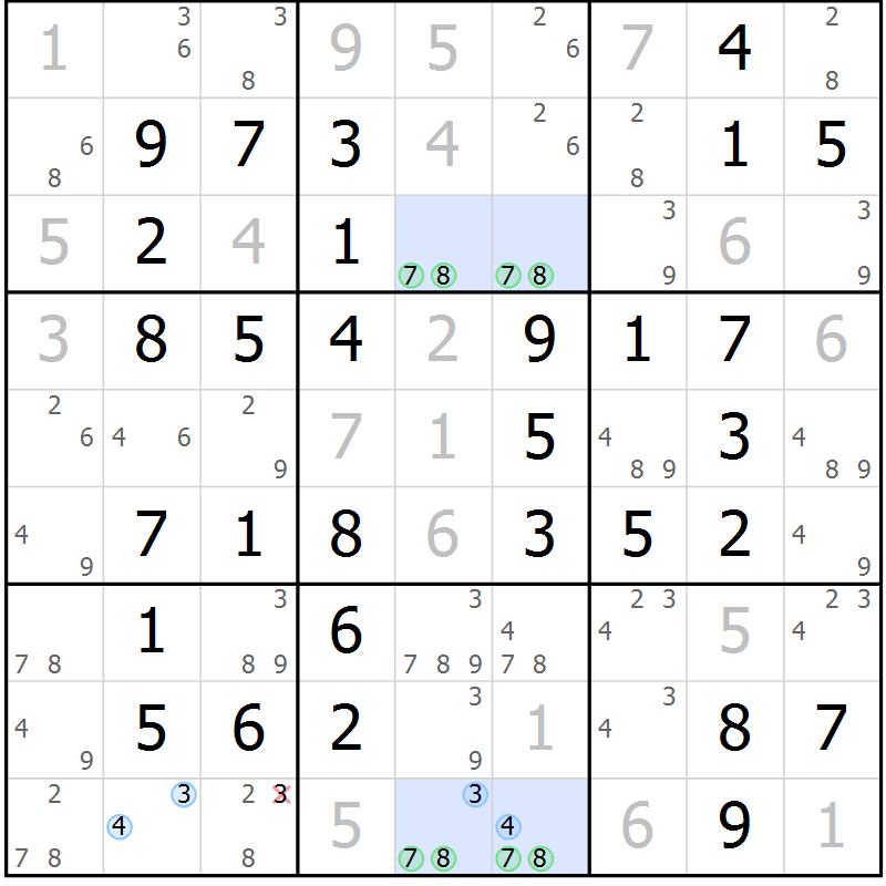 Position des candidats pour la solution de la Gr 51 page 54 du magazine de sudoku Virtuose n° 110