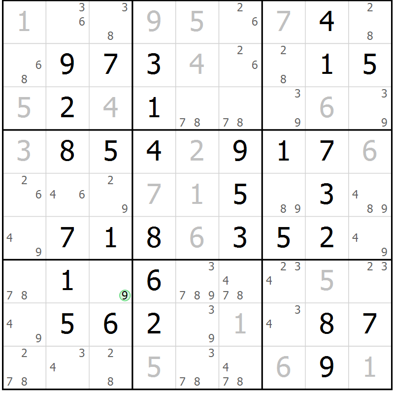Position des candidats pour la solution de la Gr 51 page 54 du magazine de sudoku Virtuose n° 110