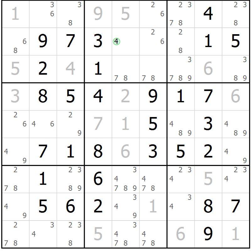 Position des candidats pour la solution de la Gr 51 page 54 du magazine de sudoku Virtuose n° 110