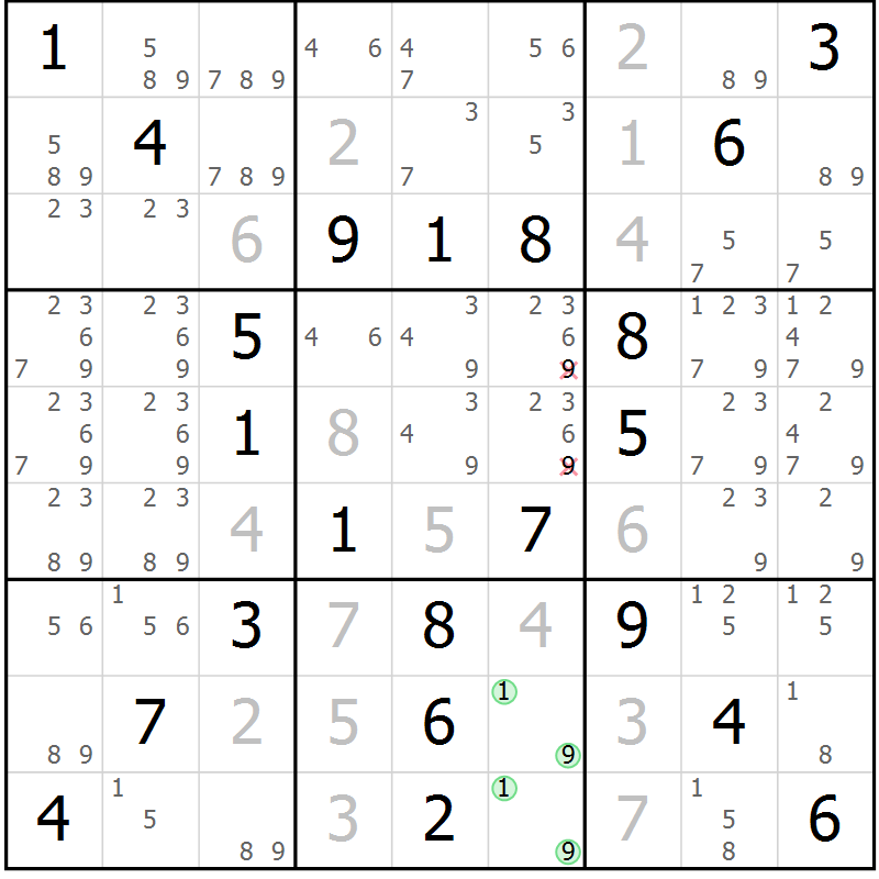 Position des candidats pour la solution de la Gr 53 page 56 du magazine de sudoku Virtuose n° 110