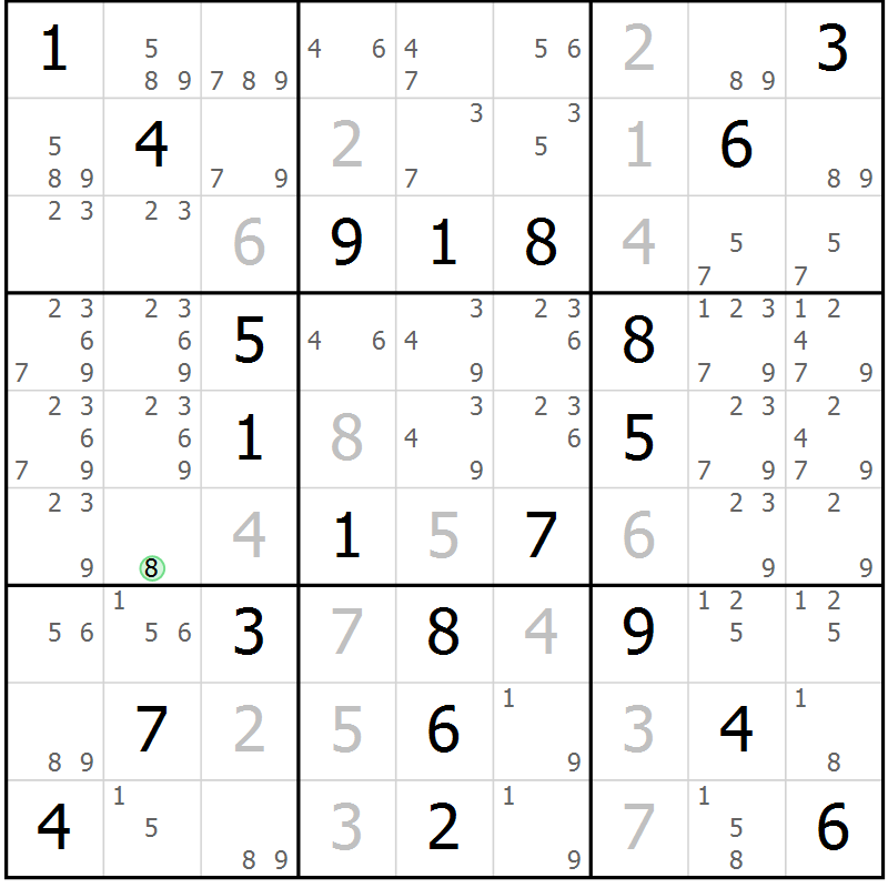 Position des candidats pour la solution de la Gr 53 page 56 du magazine de sudoku Virtuose n° 110