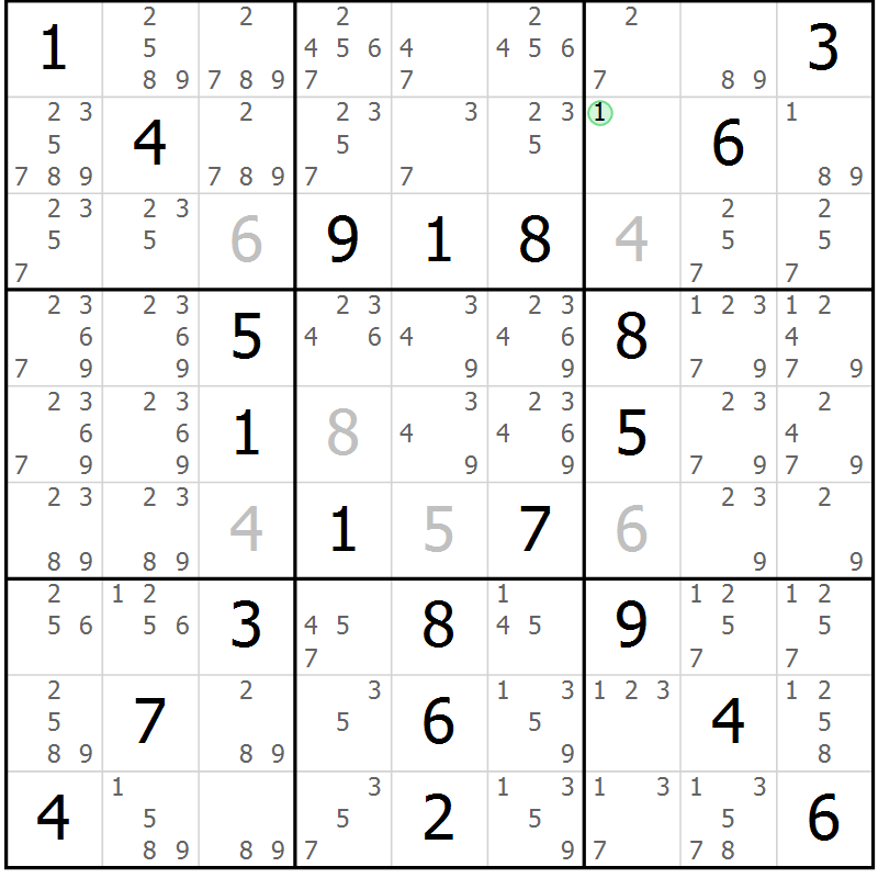 Position des candidats pour la solution de la Gr 53 page 56 du magazine de sudoku Virtuose n° 110