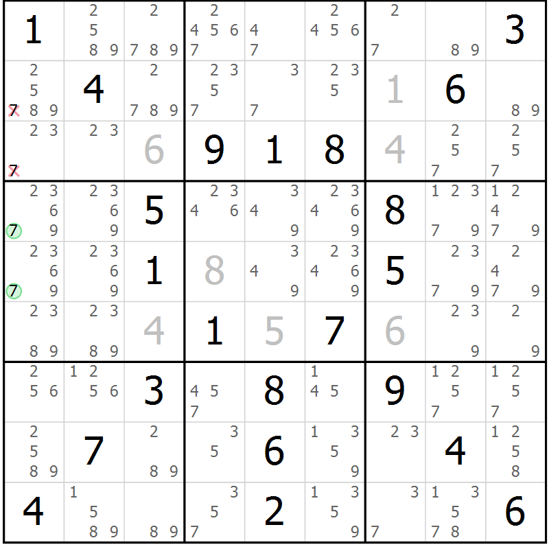 Position des candidats pour la solution de la Gr 53 page 56 du magazine de sudoku Virtuose n° 110