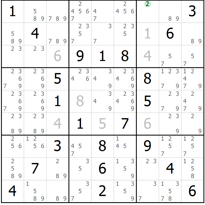 Position des candidats pour la solution de la Gr 53 page 56 du magazine de sudoku Virtuose n° 110