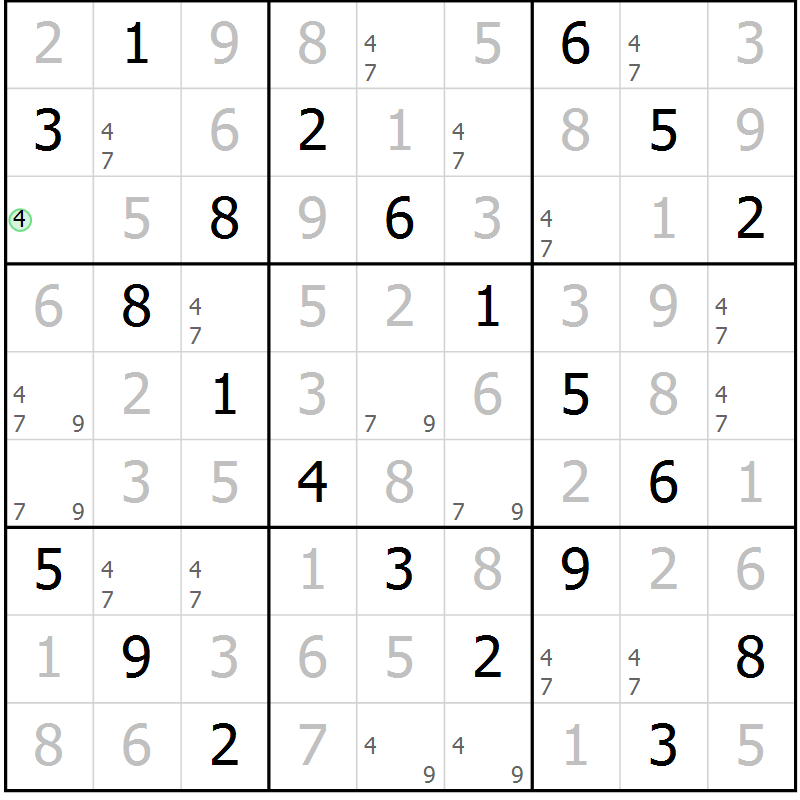 Position des candidats pour la solution de la Gr 55 page 58 du magazine de sudoku Virtuose n° 110