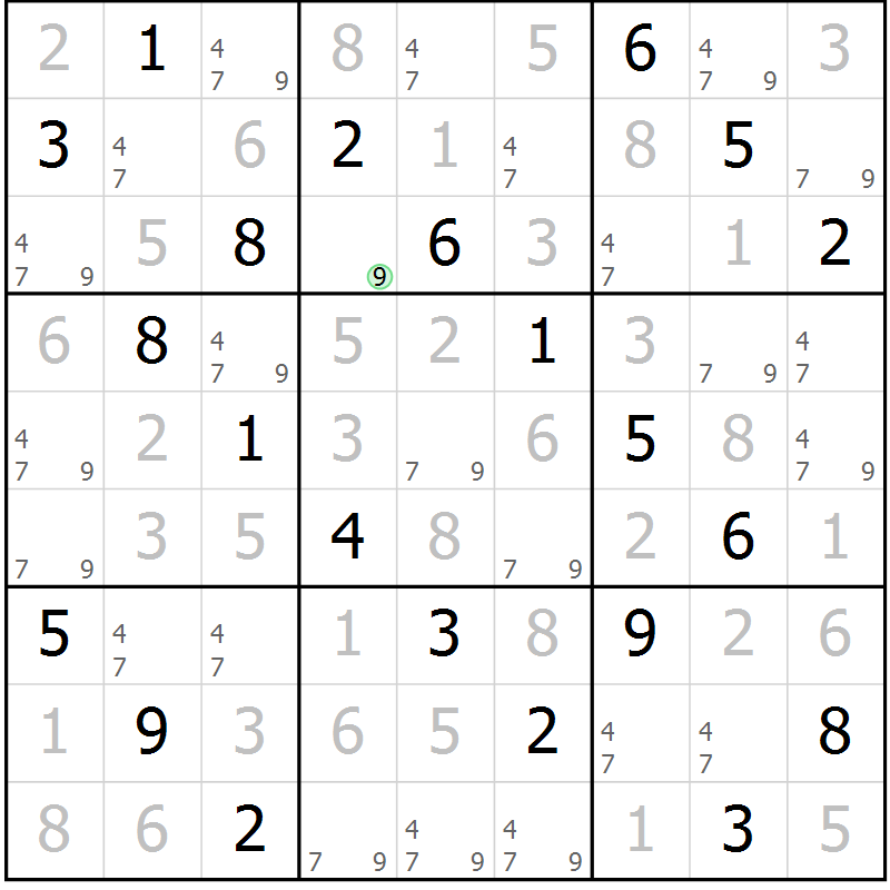 Position des candidats pour la solution de la Gr 55 page 58 du magazine de sudoku Virtuose n° 110