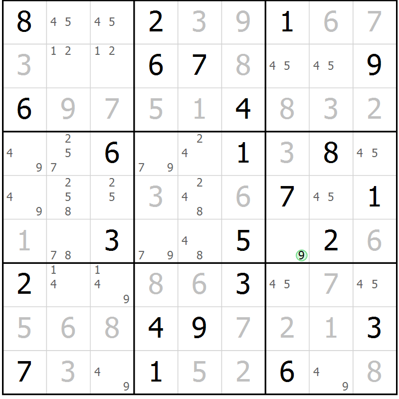 Position des candidats pour la solution de la Gr 56 page 59 du magazine de sudoku Virtuose n° 110