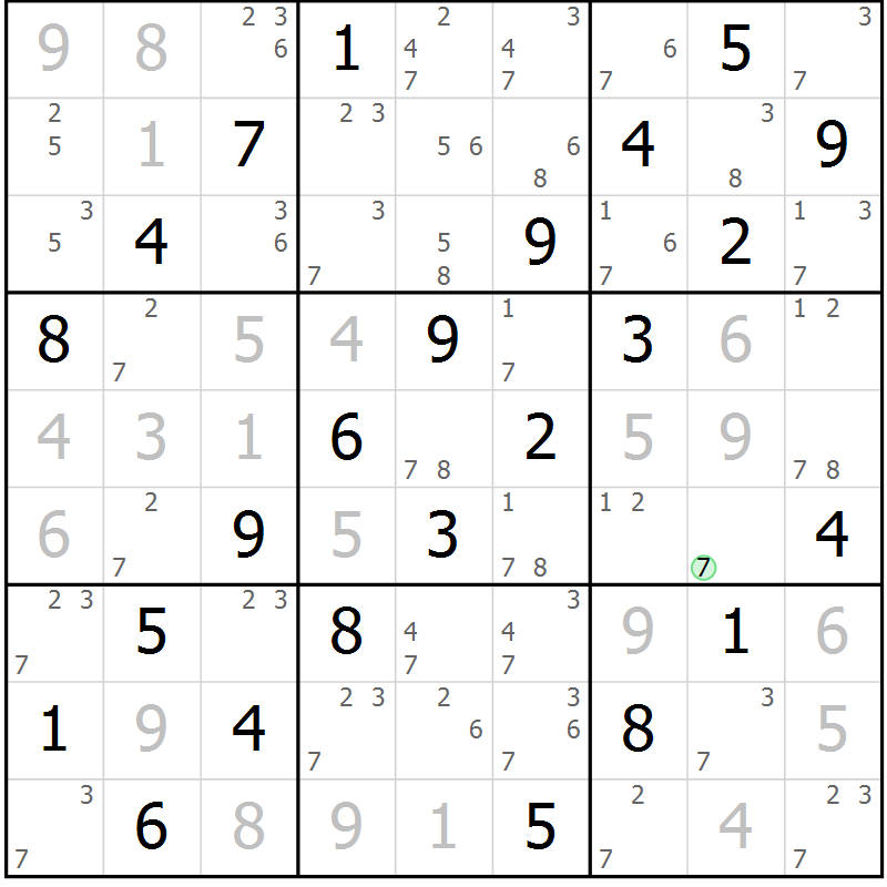 Position des candidats pour la solution de la Gr 59 page 62 du magazine de sudoku Virtuose n° 110