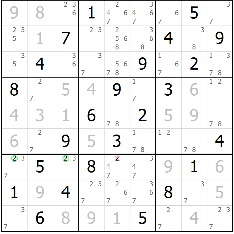 Position des candidats pour la solution de la Gr 59 page 62 du magazine de sudoku Virtuose n° 110