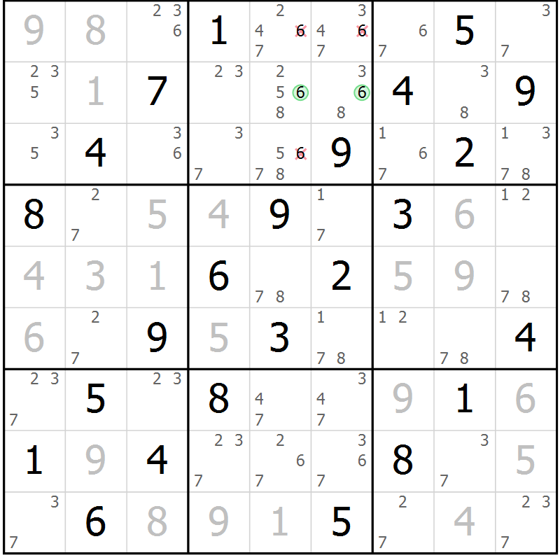 Position des candidats pour la solution de la Gr 59 page 62 du magazine de sudoku Virtuose n° 110