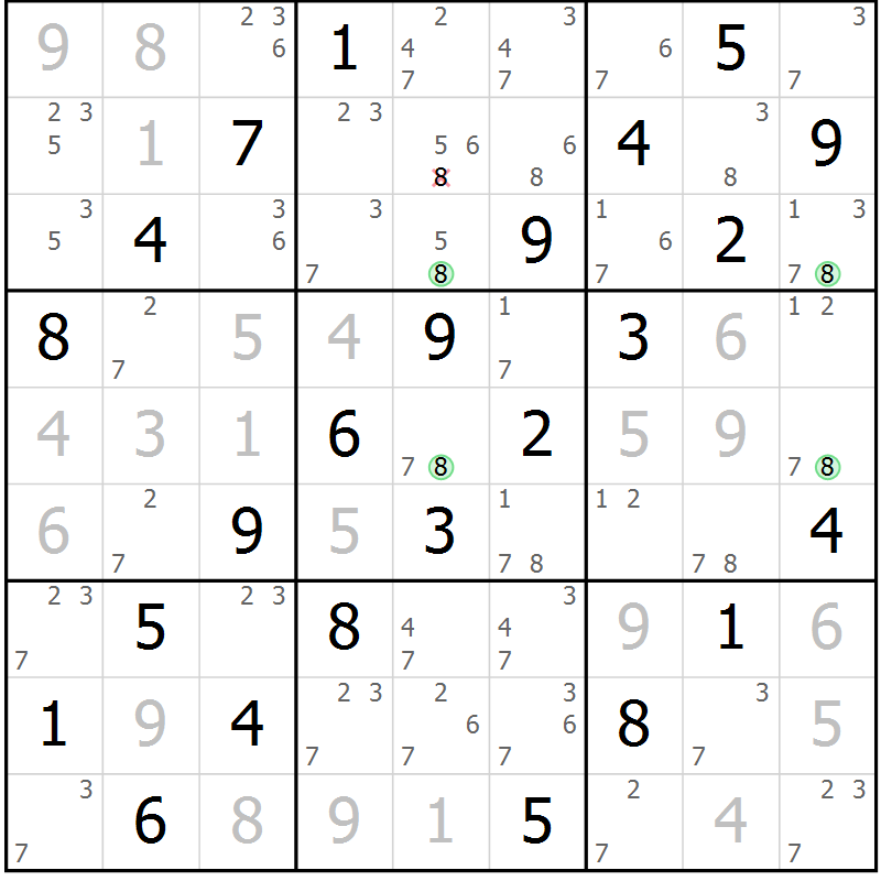 Position des candidats pour la solution de la Gr 59 page 62 du magazine de sudoku Virtuose n° 110