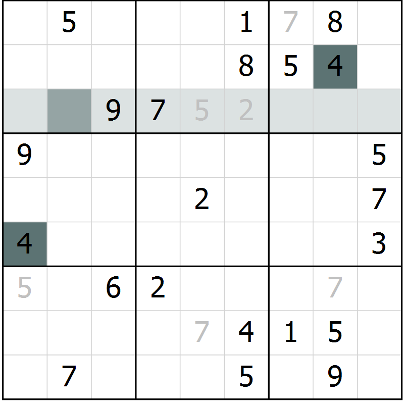 Position des candidats pour la solution de la Gr 6 page 9 du magazine de sudoku Virtuose n° 110