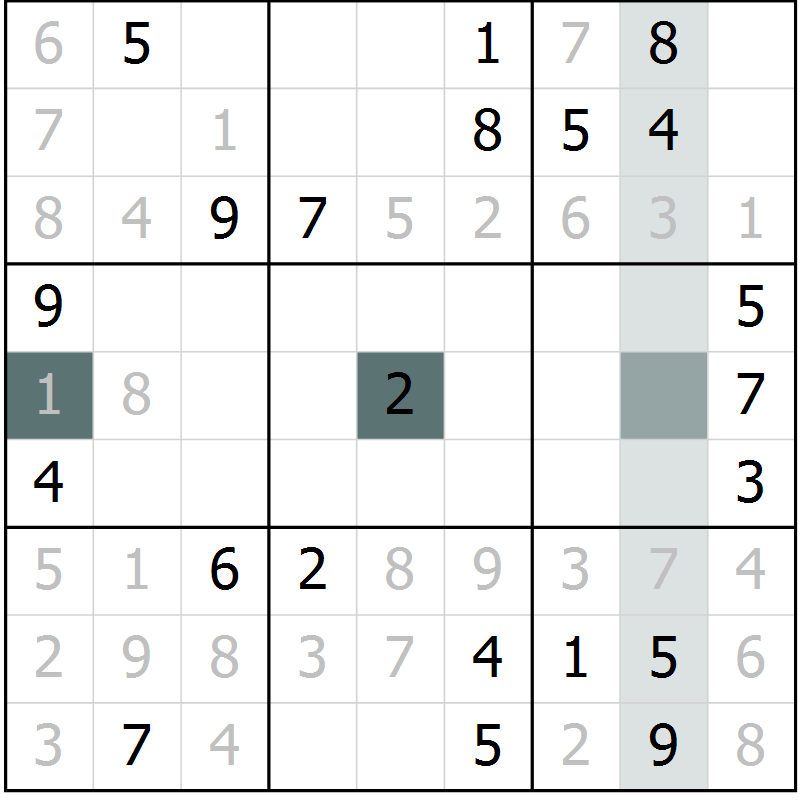 Position des candidats pour la solution de la Gr 6 page 9 du magazine de sudoku Virtuose n° 110