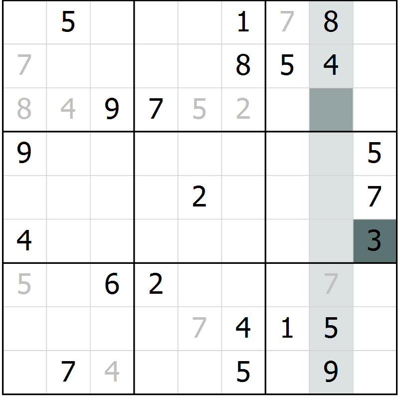 Position des candidats pour la solution de la Gr 6 page 9 du magazine de sudoku Virtuose n° 110