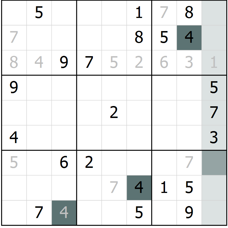 Position des candidats pour la solution de la Gr 6 page 9 du magazine de sudoku Virtuose n° 110