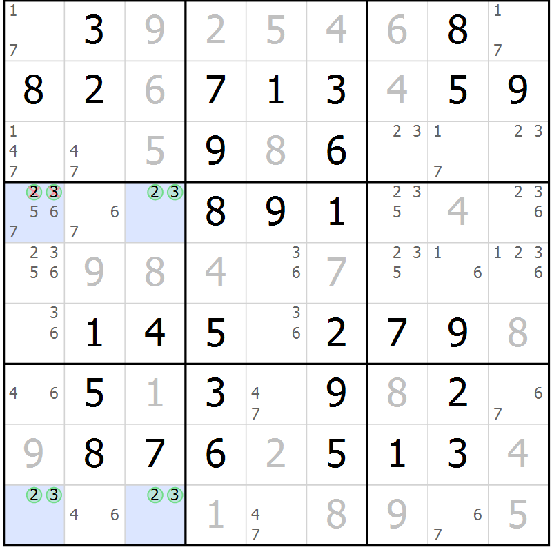 Position des candidats pour la solution de la Gr 60 page 63 du magazine de sudoku Virtuose n° 110
