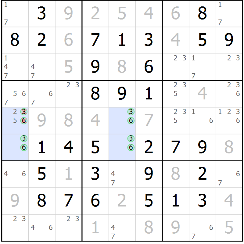 Position des candidats pour la solution de la Gr 60 page 63 du magazine de sudoku Virtuose n° 110