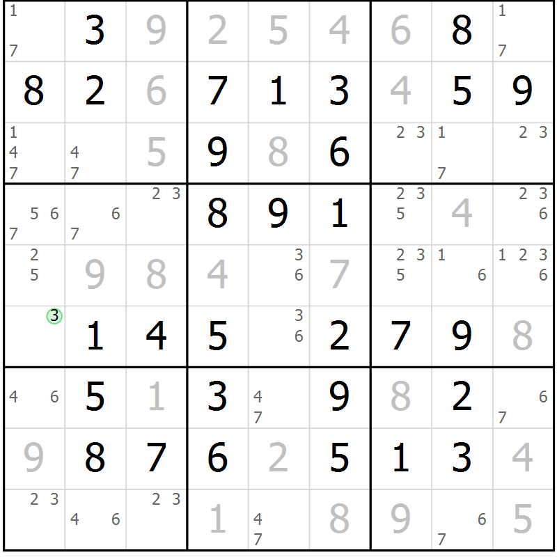 Position des candidats pour la solution de la Gr 60 page 63 du magazine de sudoku Virtuose n° 110