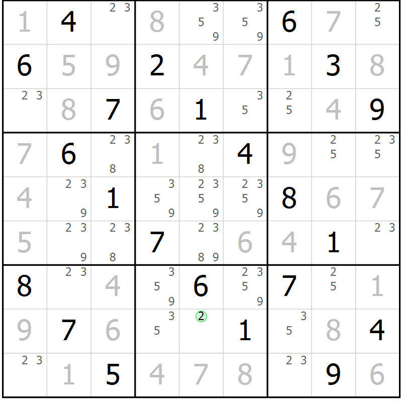 Position des candidats pour la solution de la Gr 61 page 64 du magazine de sudoku Virtuose n° 110