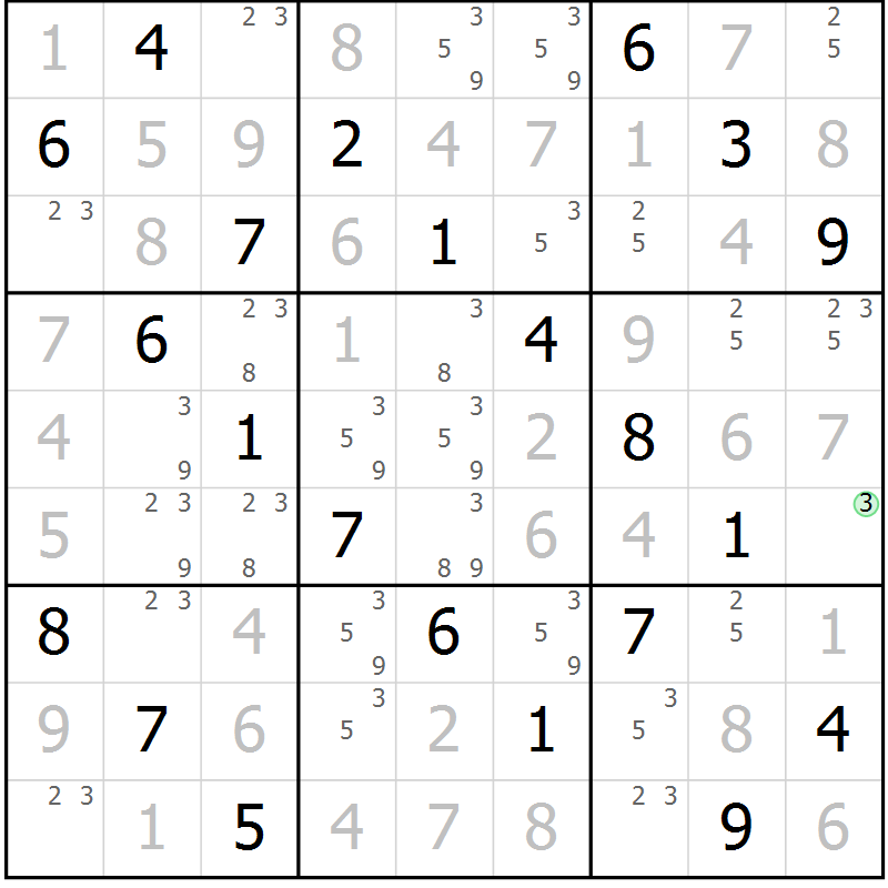 Position des candidats pour la solution de la Gr 61 page 64 du magazine de sudoku Virtuose n° 110