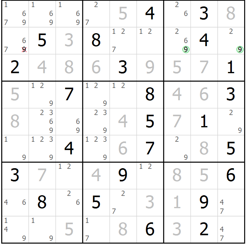 Position des candidats pour la solution de la Gr 63 page 66 du magazine de sudoku Virtuose n° 110