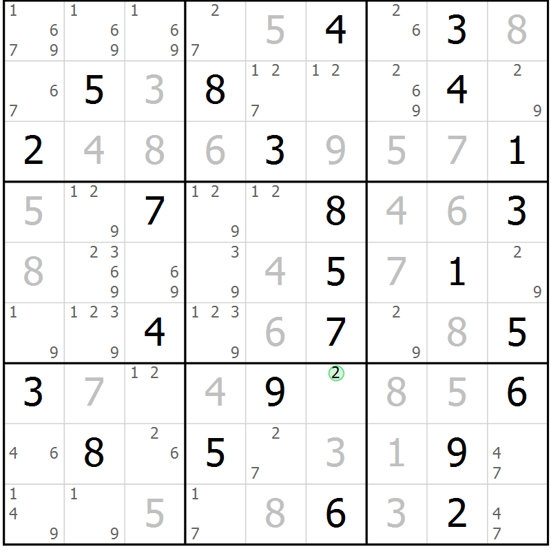 Position des candidats pour la solution de la Gr 63 page 66 du magazine de sudoku Virtuose n° 110