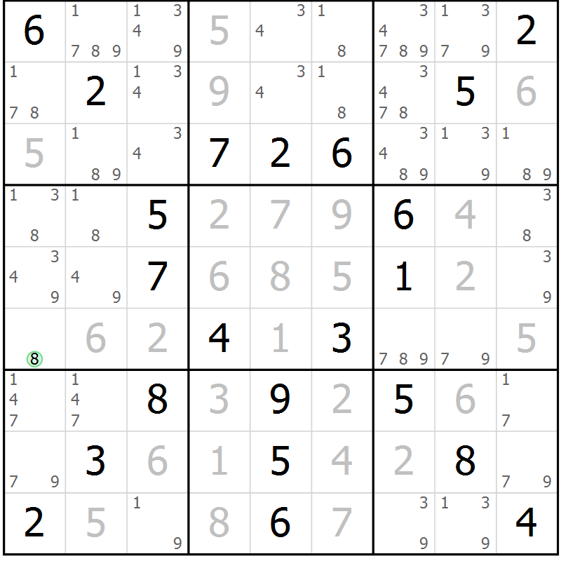Position des candidats pour la solution de la Gr 64 page 67 du magazine de sudoku Virtuose n° 110
