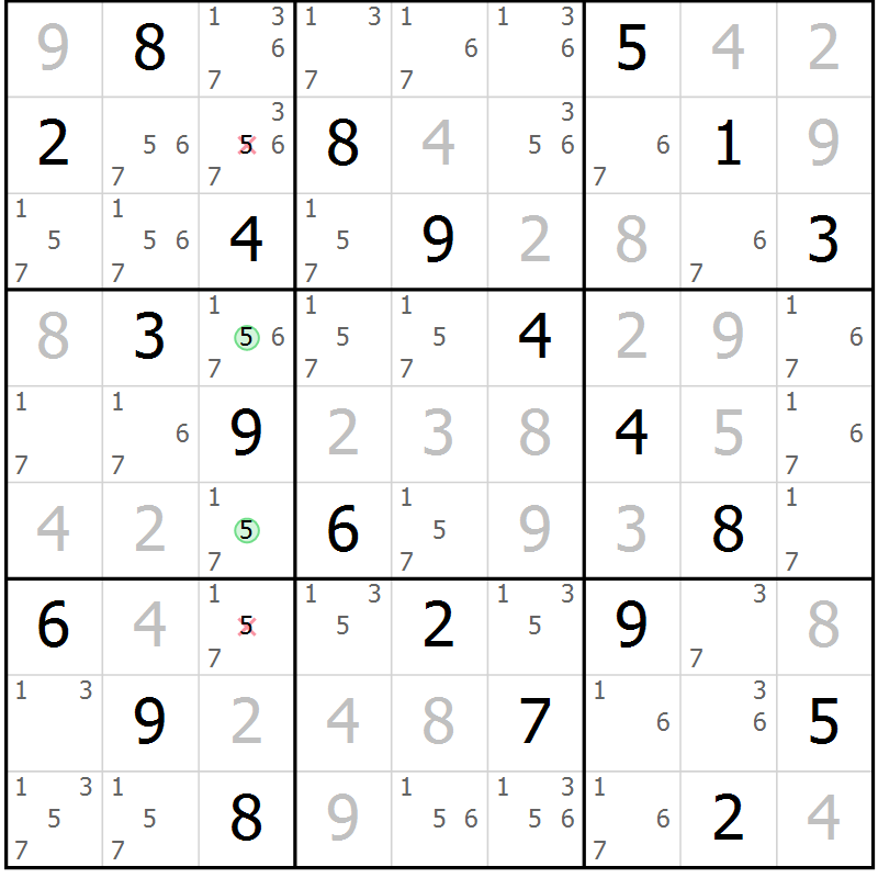 Position des candidats pour la solution de la Gr 65 page 68 du magazine de sudoku Virtuose n° 110