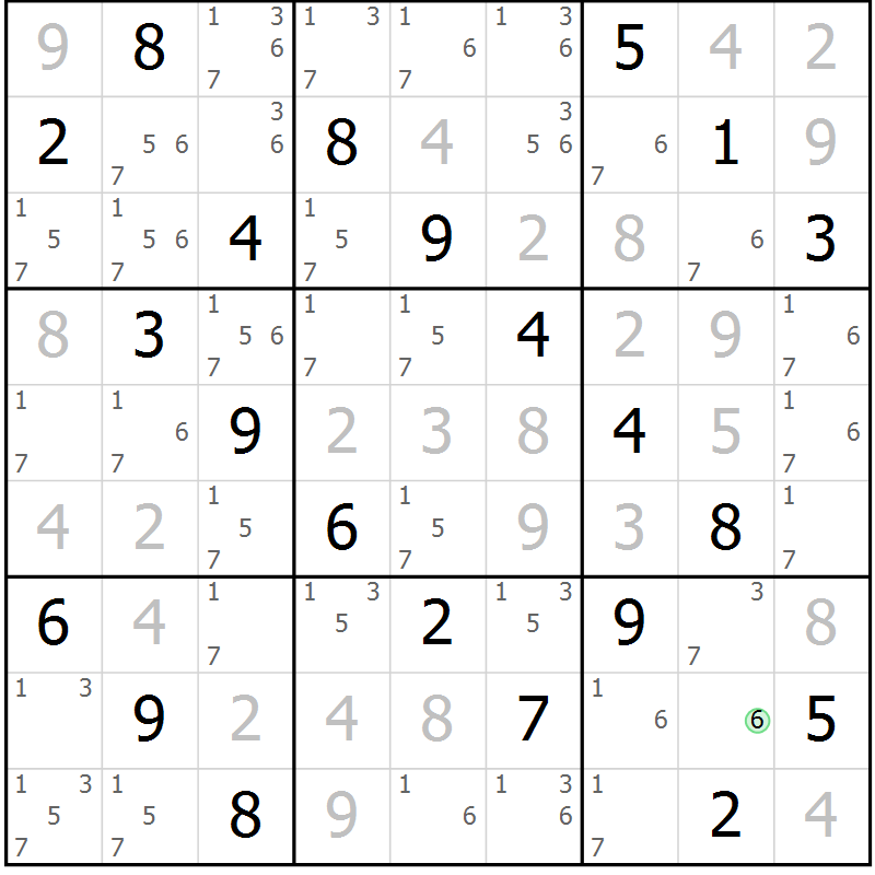 Position des candidats pour la solution de la Gr 65 page 68 du magazine de sudoku Virtuose n° 110