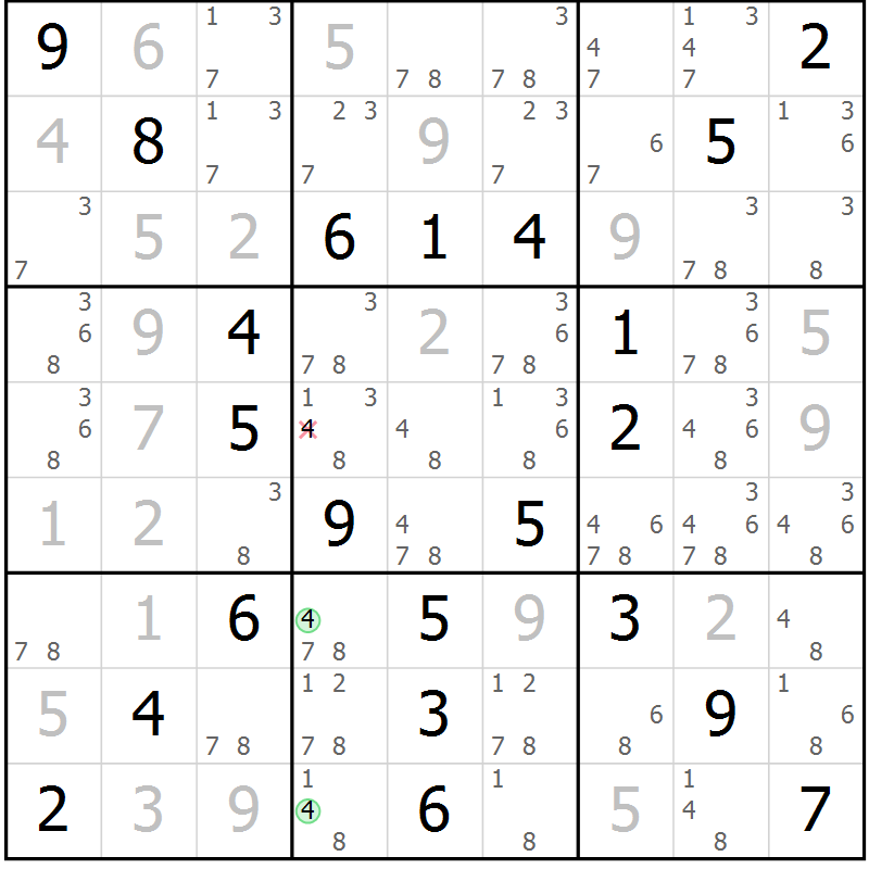 Position des candidats pour la solution de la Gr 66 page 69 du magazine de sudoku Virtuose n° 110