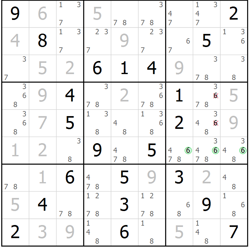 Position des candidats pour la solution de la Gr 66 page 69 du magazine de sudoku Virtuose n° 110