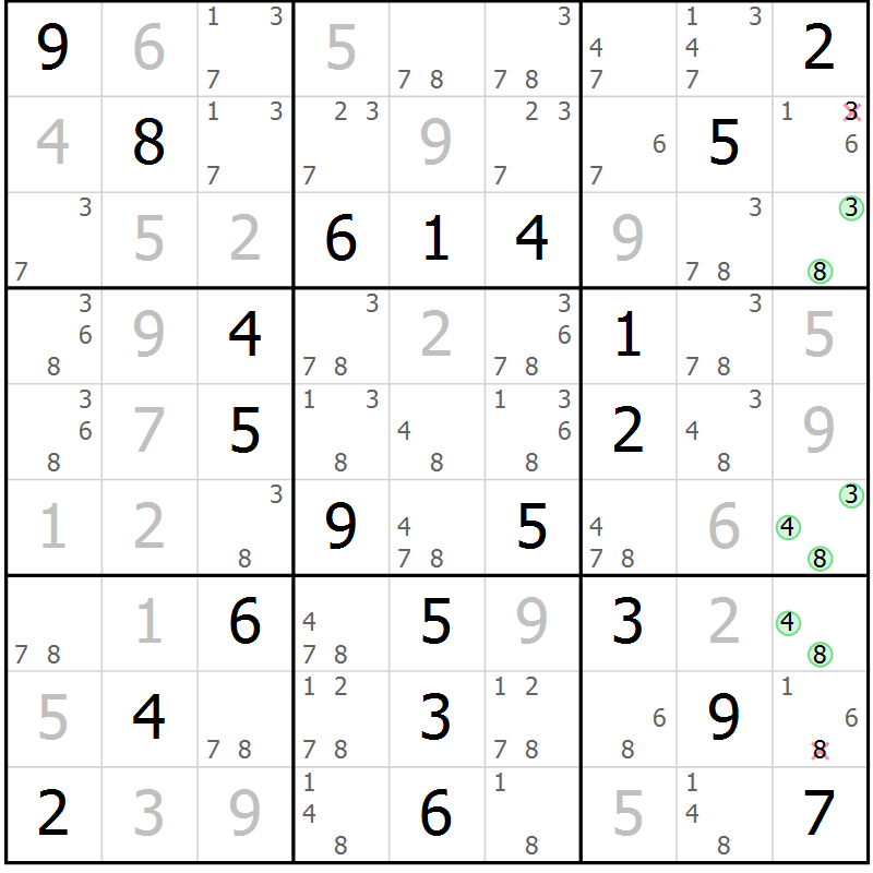 Position des candidats pour la solution de la Gr 66 page 69 du magazine de sudoku Virtuose n° 110
