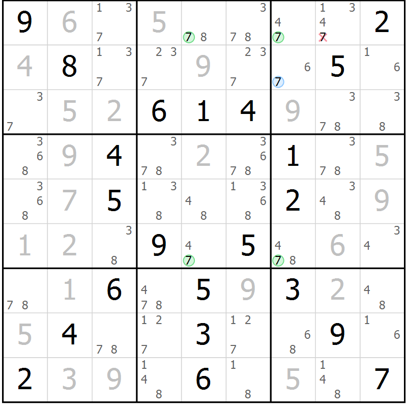 Position des candidats pour la solution de la Gr 66 page 69 du magazine de sudoku Virtuose n° 110