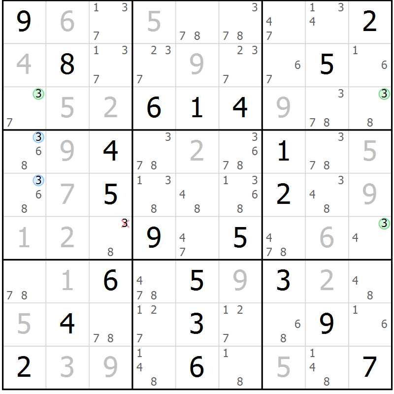 Position des candidats pour la solution de la Gr 66 page 69 du magazine de sudoku Virtuose n° 110