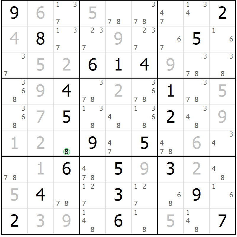 Position des candidats pour la solution de la Gr 66 page 69 du magazine de sudoku Virtuose n° 110