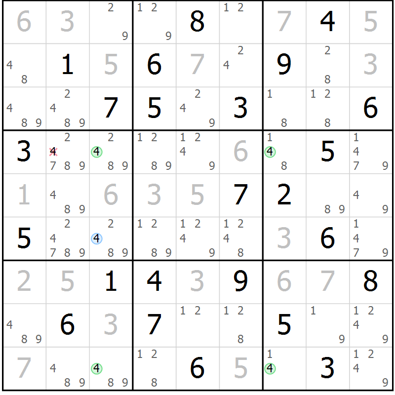 Position des candidats pour la solution de la Gr 67 page 70 du magazine de sudoku Virtuose n° 110