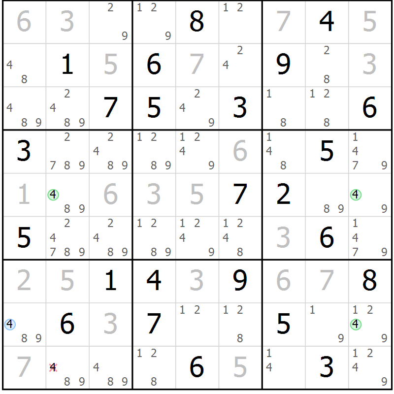 Position des candidats pour la solution de la Gr 67 page 70 du magazine de sudoku Virtuose n° 110