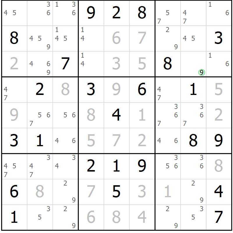 Position des candidats pour la solution de la Gr 68 page 71 du magazine de sudoku Virtuose n° 110