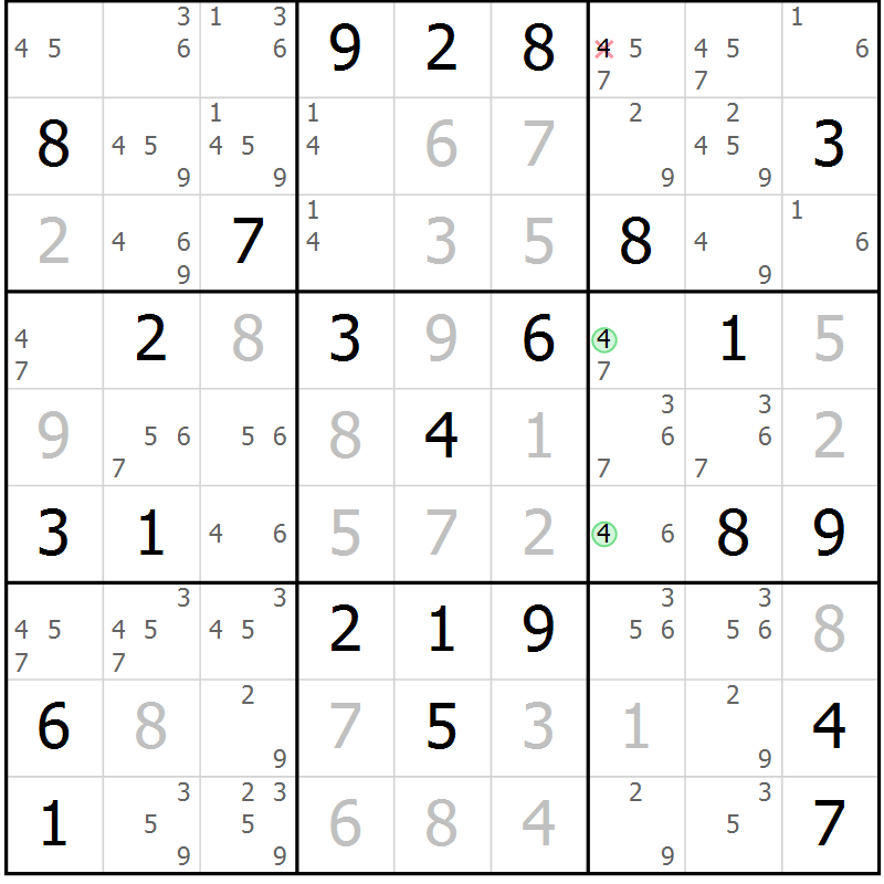 Position des candidats pour la solution de la Gr 68 page 71 du magazine de sudoku Virtuose n° 110