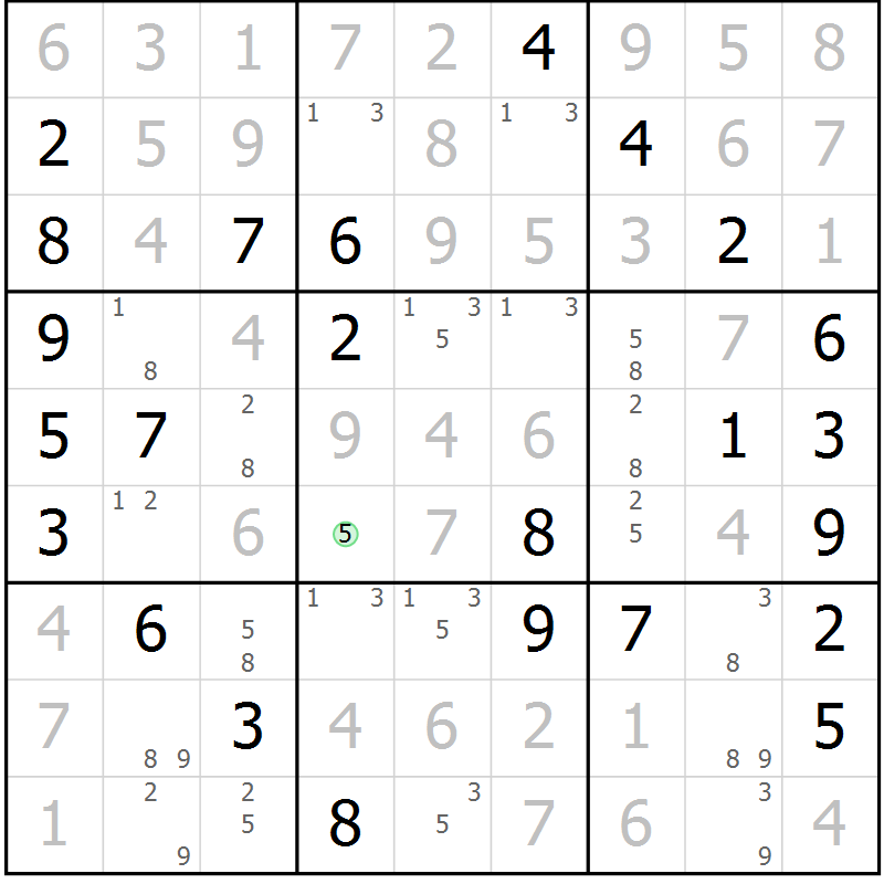 Position des candidats pour la solution de la Gr 69 page 72 du magazine de sudoku Virtuose n° 110