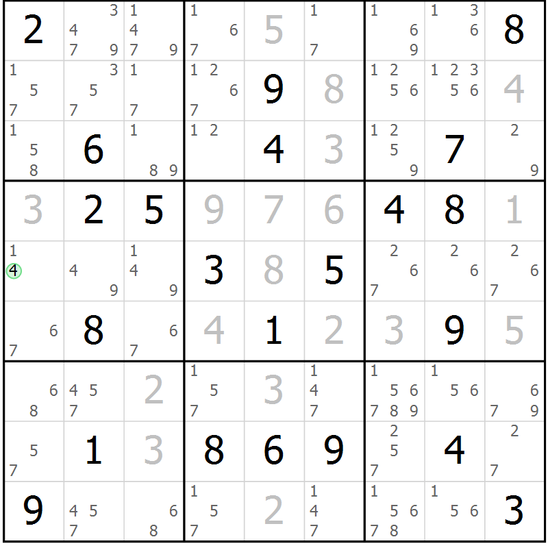 Position des candidats pour la solution de la Gr 7 page 10 du magazine de sudoku Virtuose n° 110